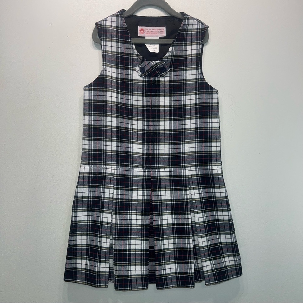 Mills Uniform Co Girls Jumper Sz 7 Black Blue White Plaid Schoolgirl Uniform